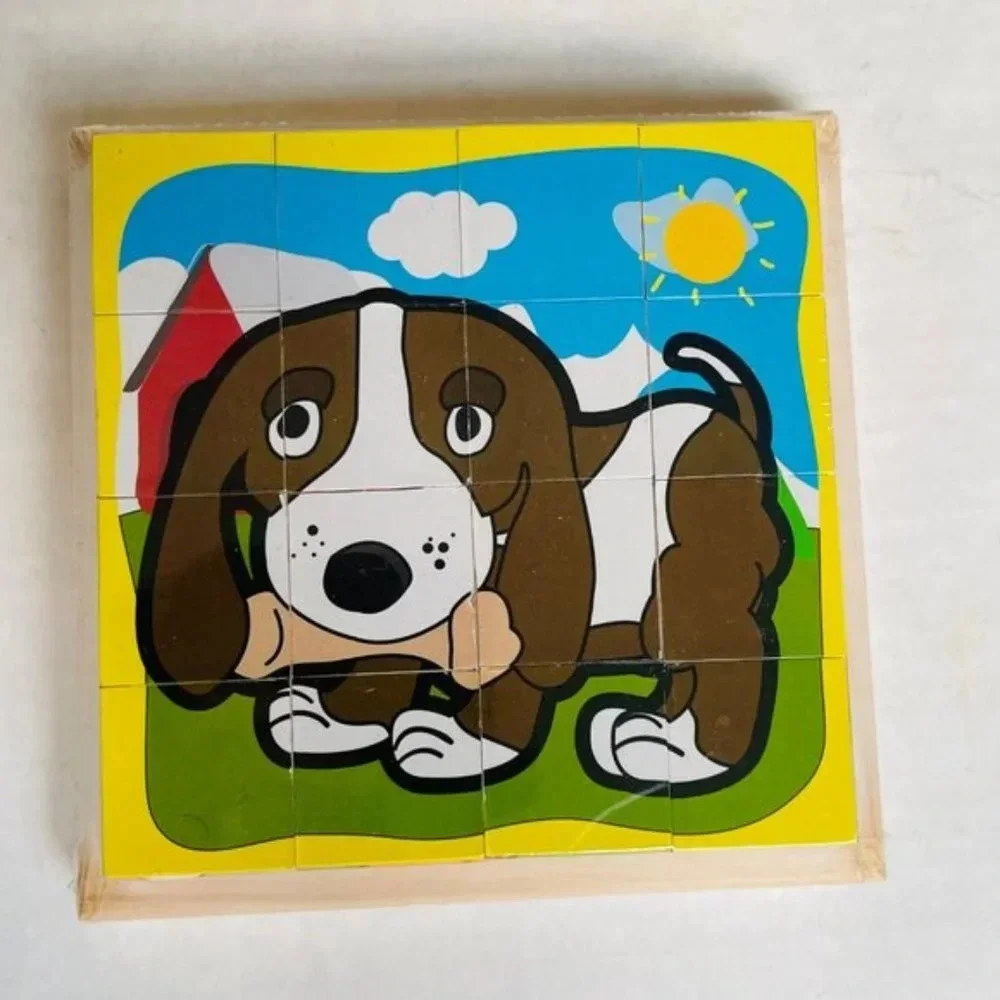 6 in 1 Cube Puzzle Puppy Dog Fish Rabbit Bird Turtle Cat Animal Kids‎ Toy Zigsaw